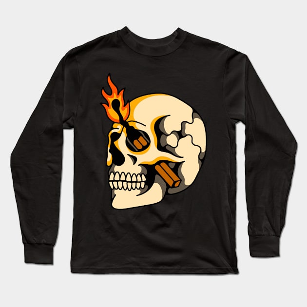 Skull match fire Long Sleeve T-Shirt by Bojes Art